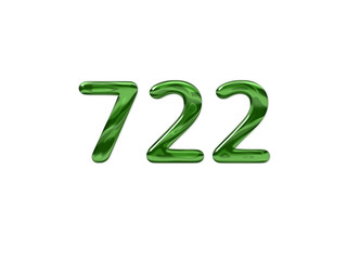 Green Number 722 isolated white background