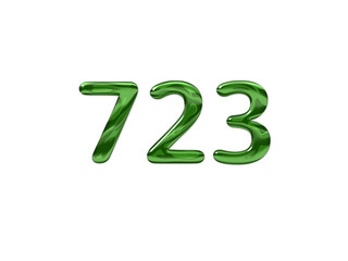 Green Number 723 isolated white background