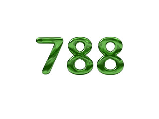 Green Number 788 isolated white background