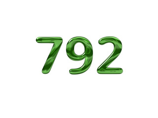 Green Number 792 isolated white background