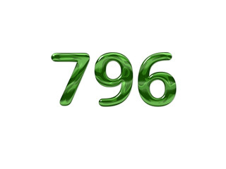 Green Number 796 isolated white background