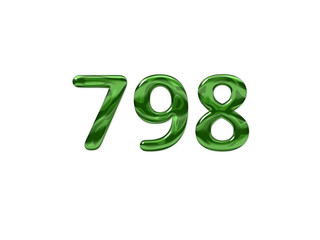 Green Number 798 isolated white background