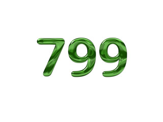 Green Number 799 isolated white background