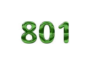 Green Number 801 isolated white background