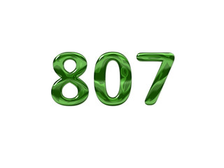 Green Number 807 isolated white background