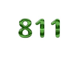 Green Number 811 isolated white background