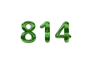 Green Number 814 isolated white background