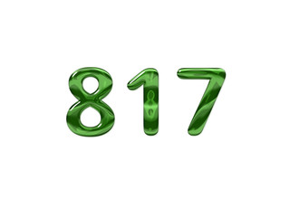 Green Number 817 isolated white background