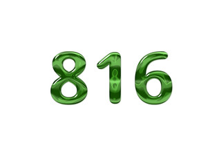 Green Number 816 isolated white background