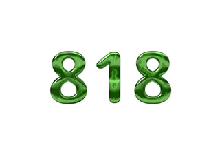 Green Number 818 isolated white background