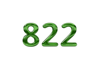 Green Number 822 isolated white background