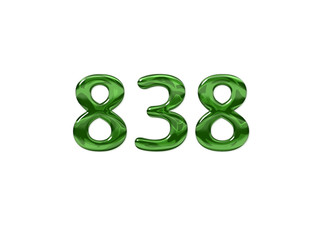 Green Number 838 isolated white background