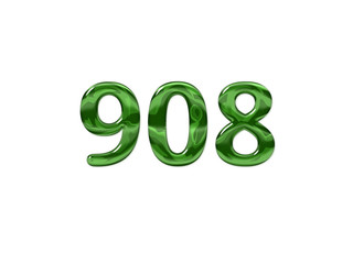 Green Number 908 isolated white background