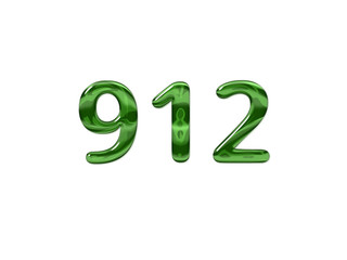 Green Number 912 isolated white background