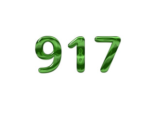 Green Number 917 isolated white background