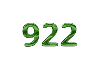 Green Number 922 isolated white background