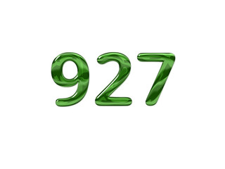 Green Number 927 isolated white background