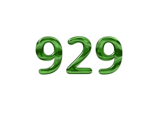 Green Number 929 isolated white background