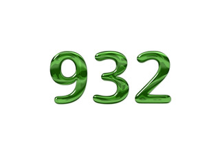 Green Number 932 isolated white background