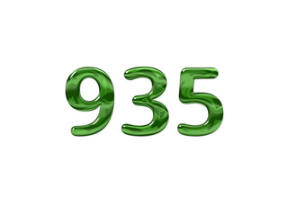 Green Number 935 isolated white background