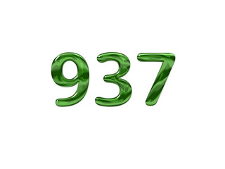 Green Number 937 isolated white background