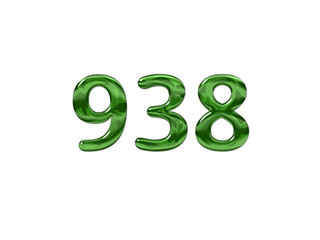 Green Number 938 isolated white background
