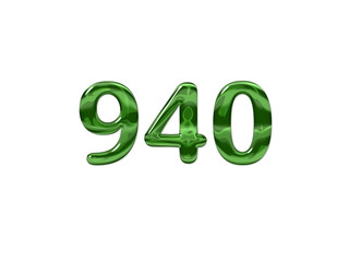 Green Number 940 isolated white background