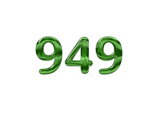 Green Number 949 isolated white background
