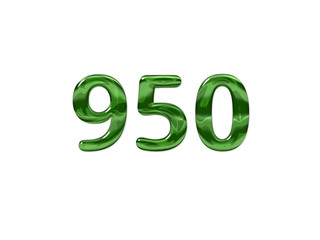 Green Number 950 isolated white background