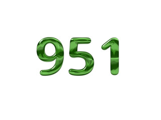 Green Number 951 isolated white background