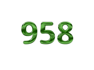 Green Number 958 isolated white background