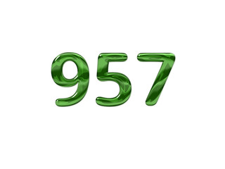 Green Number 957 isolated white background