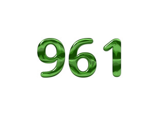 Green Number 961 isolated white background