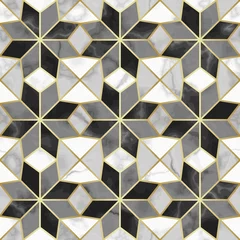 Gordijnen Luxury Marble Mosaic Star Tile Seamless Pattern © kronalux