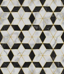 Meubelstickers Luxury Marble Mosaic Star Tile Seamless Pattern © kronalux