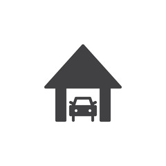 Car garage vector icon. filled flat sign for mobile concept and web design. House garage simple solid icon. Symbol, logo illustration. Pixel perfect vector graphics