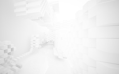 Abstract white interior of the future. 3D illustration and rendering