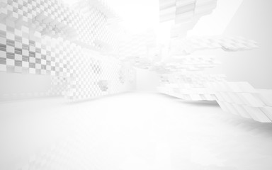 Abstract white interior of the future. 3D illustration and rendering