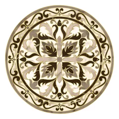 Gardinen Luxury Beige and Gold Marble Mosaic Medallion © kronalux