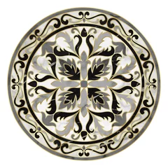 Gordijnen Luxury Gray and Gold Marble Mosaic Medallion © kronalux