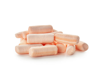 Tasty marshmallows on white background