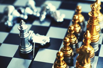 Chess board game, business competitive concept, strong financial capital advantage situation