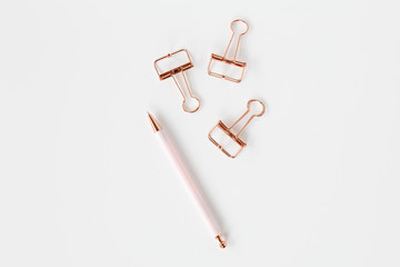pen and clips in white background