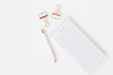 pen and clips with notepad