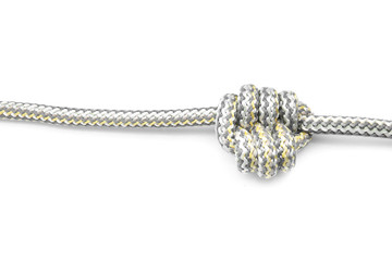 Rope with knot on white background