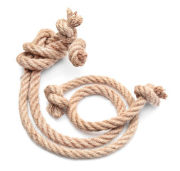 Ropes with knots on white background