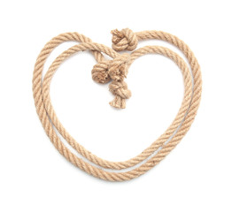 Frame made of rope on white background