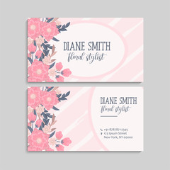 Business card with beautiful flowers. Template