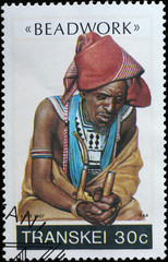 Portrait of south african man on postage stamp