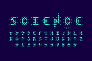 Science style font, alphabet letters and numbers © piai